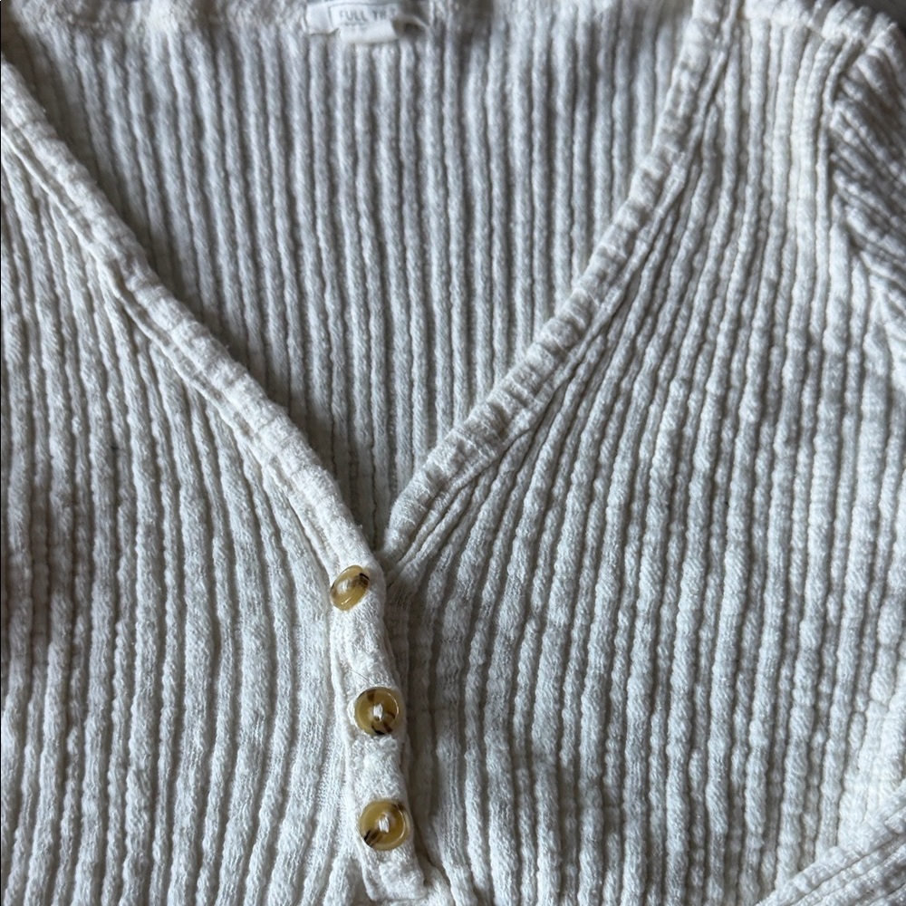 Full Tilt Cream Ribbed Knit Top - Picture 3 of 3